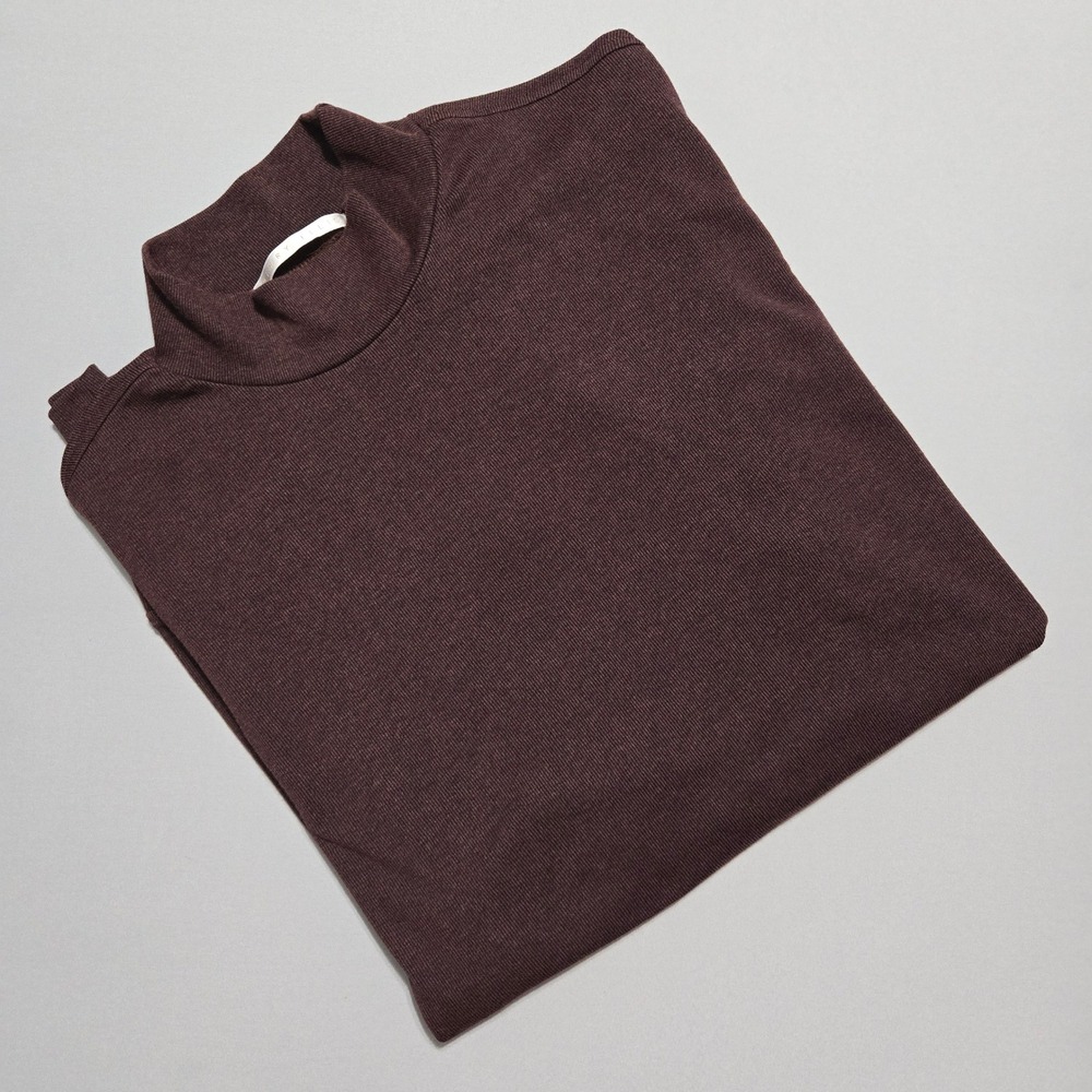 Perry Ellis Shirt Mens XXL Mock Neck Pullover Maroon Polyester Blend
